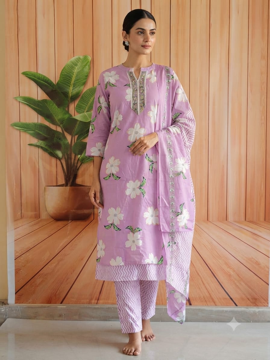Jaipur Cotton Polka Print Suit Set ✨